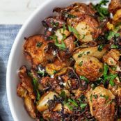 Crispy Smashed Potatoes with Onion and Parsley